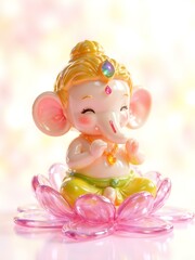Adorable baby Ganesha blessing pose illustration