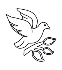 dove icon, simple line symbol sign, isolated on white background, vector illustration.

