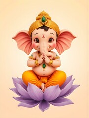 Adorable baby Ganesha blessing pose illustration