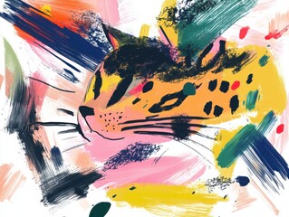 Freehand abstract art with dynamic brushstrokes blurred marks and vibrant colorful paint blobs