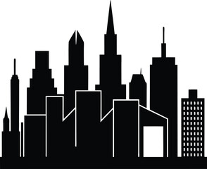 Obraz premium Vector art of a high-rise city skyline in silhouette