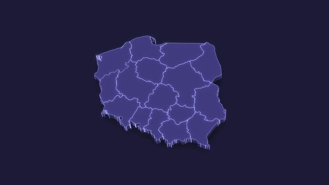 3D Animated Political Map with Poland Outline Highlighted