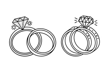 Wedding Rings Coloring Page – Diamond Engagement Printable for Kids