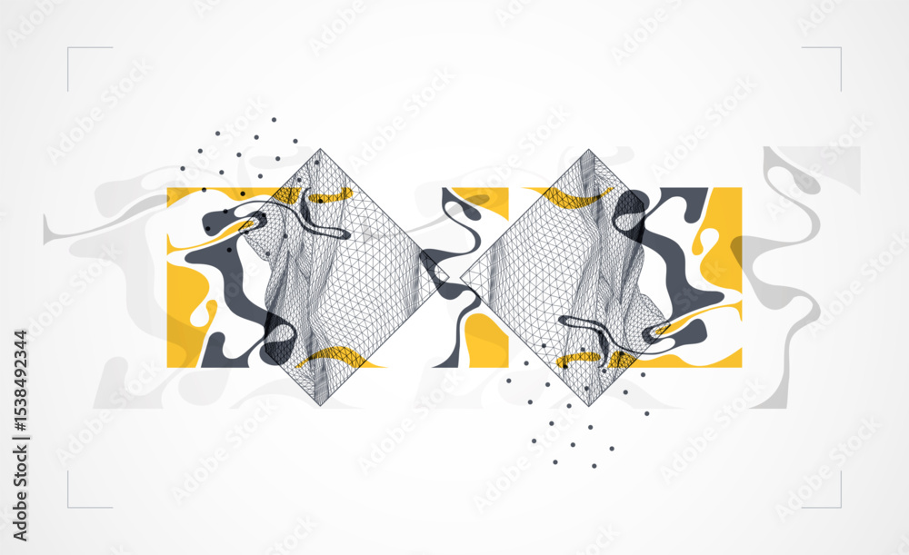 Poster Abstract art wireframe background. Modern science or technology art elements. Surface illustration. Vector.