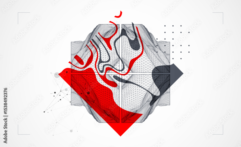 Poster abstract art wireframe background. modern science or technology art elements. surface illustration. 