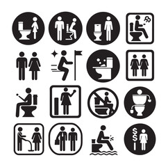 set toilet sign symbol icon  bathroom outline sig Restrooms for men and women, vecto