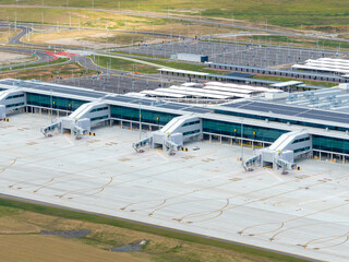 Aerial photograph of the new Western Sydney International Airport precinct currently under construction 2025
