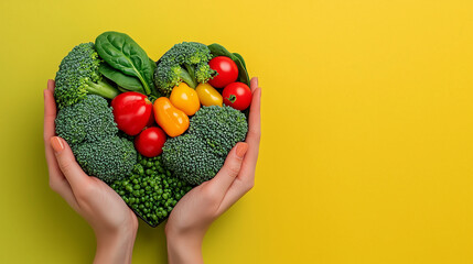 World Food Day Assorted Fresh Vegetables In Hand With Yellow Background Representing Agricultural Abundance Healthy Nutrition And Global Food Security Celebration For Zero Hunger Awareness