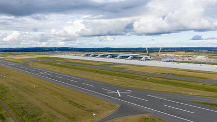 Drone aerial photograph of the new Western Sydney International Airport precinct currently under construction 2025