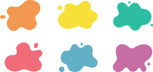 Abstract colorful liquid blob shapes on white background for creative design