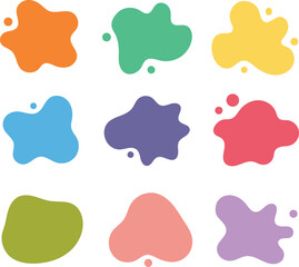 Colorful abstract splatter shapes in a modern and minimalist style with clean white background