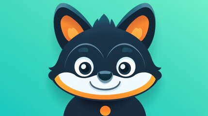 Obraz premium Cute cartoon fox character, cheerful expression, gradient background, digital art, possible use for children's apps or websites