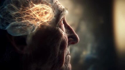 Medical visualization shows hippocampus activity dimming in an elderly man's brain, symbolizing memory loss and cognitive decline associated with alzheimer's disease - Powered by Adobe