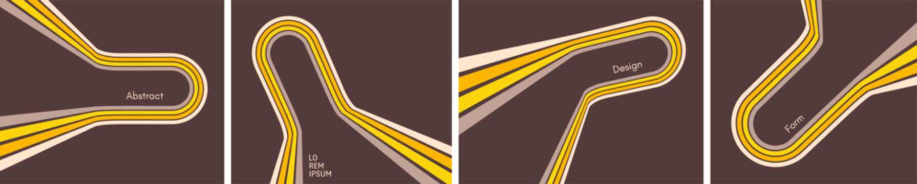 Fototapeta Background with coloured lines in retro 1970s style. Abstract dynamic curved ribbons. Design for poster or banner design of sports races and running events. Vector.