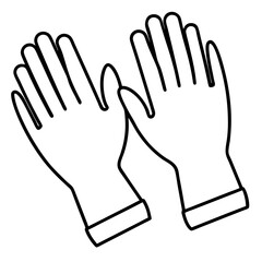 Sterile Gloves Line Art Vector
