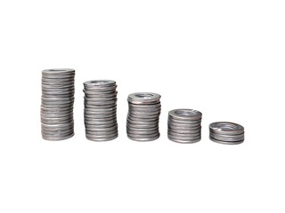 Stacked Metal Washers in Ascending Order