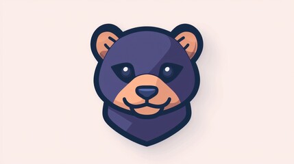 Naklejka premium Cartoon Bear Head, Cute, Flat Design, Background