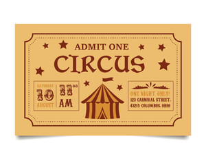 Vintage Circus Tent Ticket Retro Show Invitation Template