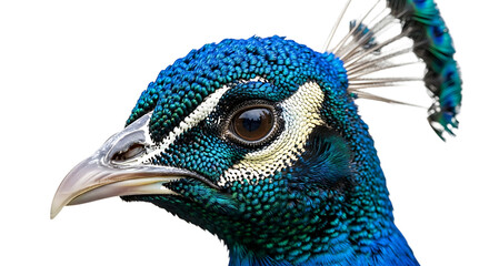 Peacock Head Close-up Bird Portrait with Detailed Plumage