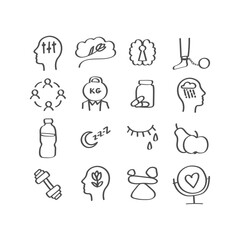 Mental health icon set. Handdrawn vector illustration.