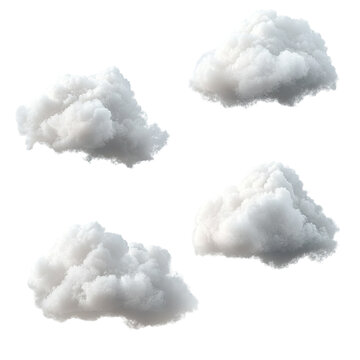 Fluffy white clouds in various shapes
