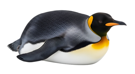 Resting Penguin Isolated on White Background