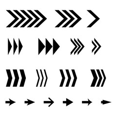 Set of simple hand drawn black arrows. Various simple lines of arrow collection