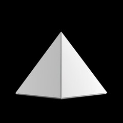 Simple Geometric White Pyramid Shape on Black Background