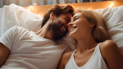 couple lying on bed