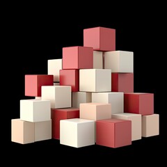 Colorful Stacked Blocks in Various Shapes and Sizes on Black Background