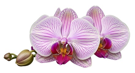 Fototapeta premium Exquisite Orchid Blossoms with Delicate Veins and Vibrant Purple Hues