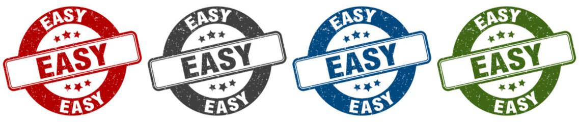 easy stamp. easy round stamp set isolated on white background