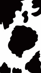 A vector silhouette illustration of a black cow print 