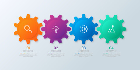 Four color gear infographic template