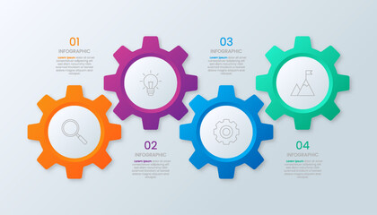 Four color gear infographic template