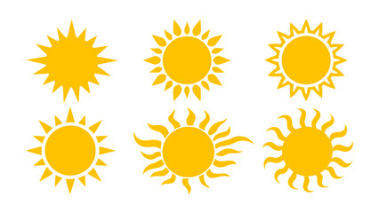Sun icons vector isolated on tranparent background. Shine sun ray set. Sunshine vector sign.