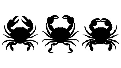 Set crab silhouette. Isolated crab on tranparent background