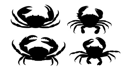 Set crab silhouette. Isolated crab on tranparent background