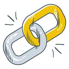 Obraz premium Linked chain in colorful design with yellow and gray links 