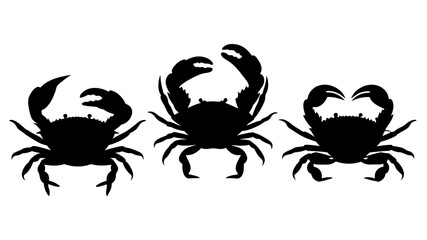 Set crab silhouette. Isolated crab on tranparent background