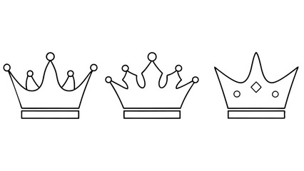 crowns line icons set of various shapes.