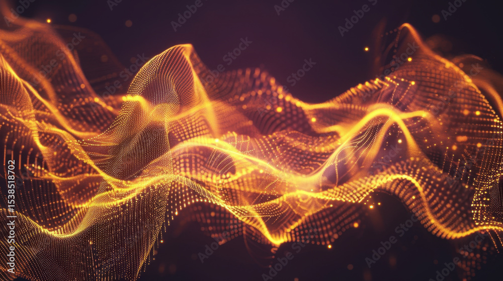 Poster digital waveform lines flowing in abstract rhythm create mesmerizing visual experience, showcasing v