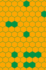 Honeycomb Cover Style Abstract Grid with Bright Yellow and Green Cells.