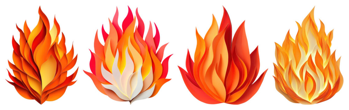 PNG Vibrant abstract layered flames, element set on transparent background