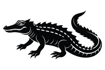 Detailed monochrome alligator showcases its distinctive features with stylized scales and sharp claws
