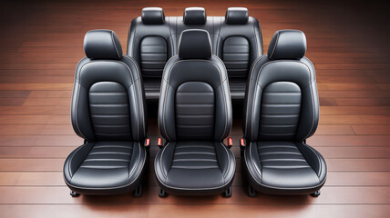 The lighting is even and professional, casting subtle shadows beneath each seat cover