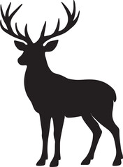 Obraz premium Vector silhouette illustration of a majestic deer or reindeer with impressive antlers, perfect for nature and wildlife designs