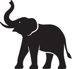 Fototapeta premium Wild African elephant silhouette vector illustration on white background