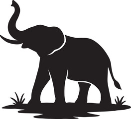 Fototapeta premium Vector silhouette illustration of a walking elephant, isolated on white