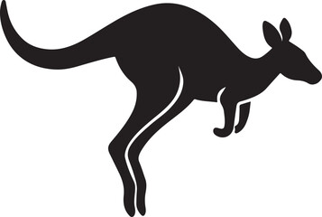 Fototapeta premium Black vector illustration of a wild kangaroo silhouette